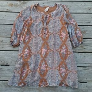 Da-Nang Vintage Silk Dress Sz Large Floral Boho